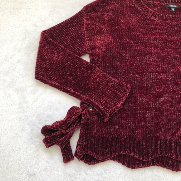 XOXO, Chunky Knit Sweater, Super Soft, Ties At Hem, Size XL - Picture 8 of 14